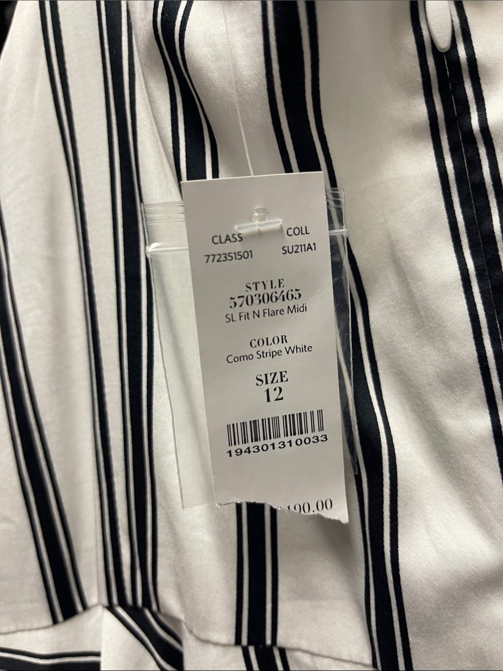 White House Black Market White Dress with Black Stripes - Picture 5 of 5